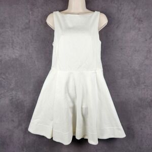 Polo Ralph Lauren Sleeveless Flare Dress Womens 10 White Cotton 211603480001